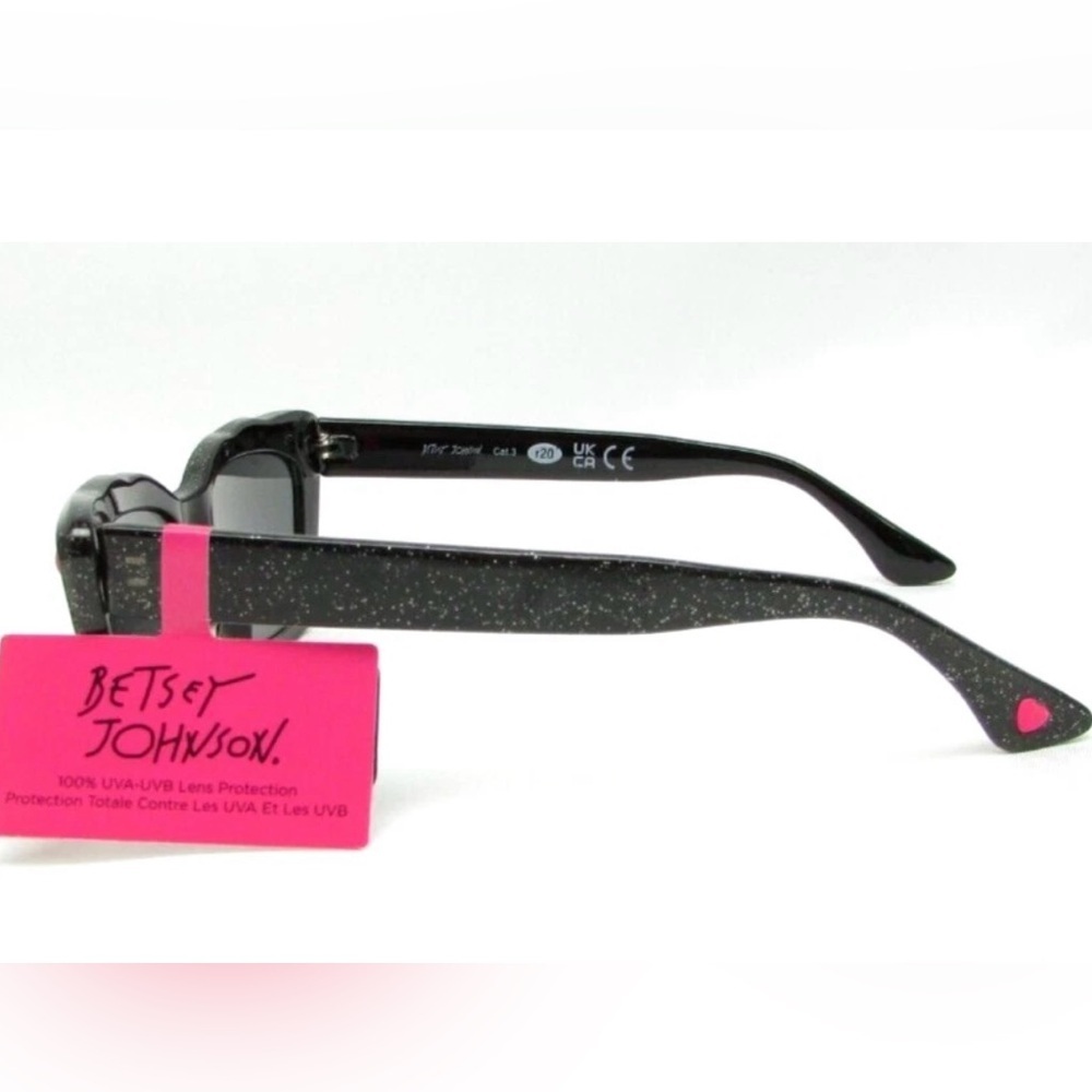 Betsey Johnson Black Sparkle Cat-Eye Sunglasses - Picture 3 of 6